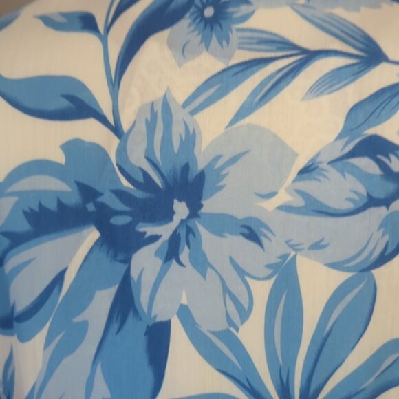 Kori  M/L Swim Cover Up White Blue Florals front Tie Kaftan - Picture 5 of 7